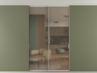 Алюминевая перегородка АЛПР 040.01_АСБЖ_Бронза сатин триплекс_new. Цвет Алюминий светло-бежевый. Материал Алюминий в эмали. Коллекция Перегородка Formato внутри проёма двустворчатая со скрытым креплением в потолок. Фото. Алюминевая перегородка АЛПР 040.01_АСБЖ_Бронза сатин триплекс_new. Цвет Алюминий светло-бежевый. Материал Алюминий в эмали. Коллекция Перегородка Formato внутри проёма двустворчатая со скрытым креплением в потолок. Картинка.