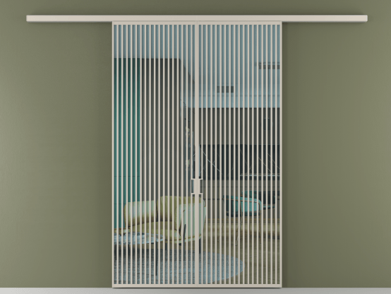 Алюминевая перегородка АЛПР 040.06_АСБЖ_ПРОЗ ГОЛ_new. Цвет Алюминий светло-бежевый. Материал Алюминий в эмали. Коллекция Перегородка Formato вдоль стены 2 створки. Картинка.