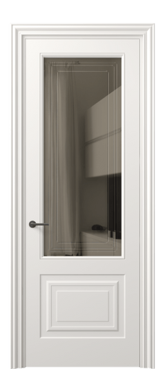 Дверь межкомнатная 8452 МПБЛ БР ГРА. Цвет Матовый пудровый белый. Материал Гладкая эмаль. Коллекция Маскот. Картинка.