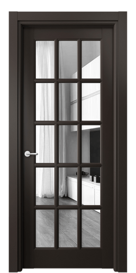 Дверь межкомнатная 6311 МАН Зеркало. Цвет Матовый антрацит. Материал Гладкая эмаль. Коллекция Тоскана Грильято. Картинка.