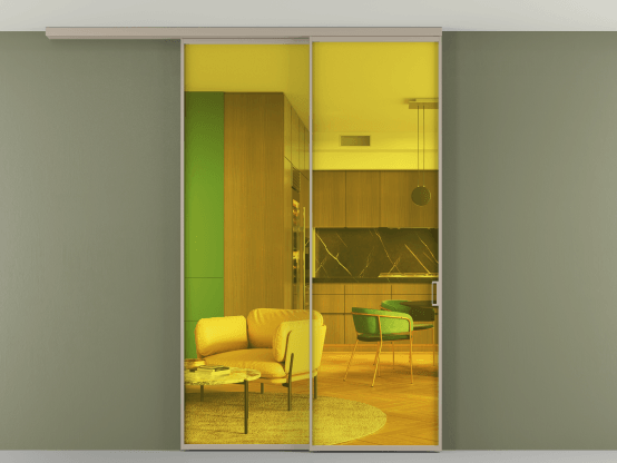 Алюминевая перегородка АЛПР 040.01_АБСК_ПРОЗ ЖЕЛ_new. Цвет Алюминий бисквитный. Материал Алюминий в эмали. Коллекция Перегородка Formato вдоль стены на потолок 2 створки с синхронным механизмом. Фото. Алюминевая перегородка АЛПР 040.01_АБСК_ПРОЗ ЖЕЛ_new. Цвет Алюминий бисквитный. Материал Алюминий в эмали. Коллекция Перегородка Formato вдоль стены на потолок 2 створки с синхронным механизмом. Картинка.