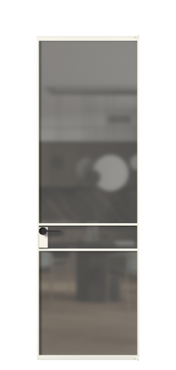 Дверь межкомнатная АЛПЛ040.02 АПБЛ Серый сатин триплекс. Цвет Алюминий пудровый белый. Материал Алюминий в эмали. Коллекция Formato. Картинка.