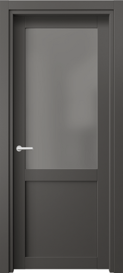 Дверь межкомнатная 2122 ПЭГФ Серый сатин триплекс. Цвет ПЭТ графитовый. Материал ПЭТ. Коллекция Нео. Картинка.