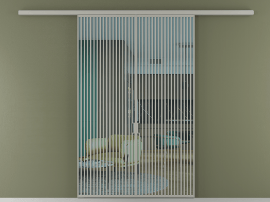 Алюминевая перегородка АЛПР 040.06_АНСР_ПРОЗ ГОЛ_new. Цвет Алюминий нейтральный серый. Материал Алюминий в эмали. Коллекция Перегородка Formato вдоль стены 2 створки. Картинка.