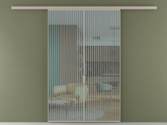 Алюминевая перегородка АЛПР 040.06_АБСК_ПРОЗ ГОЛ_new. Цвет Алюминий бисквитный. Материал Алюминий в эмали. Коллекция Перегородка Formato вдоль стены 2 створки. Картинка.