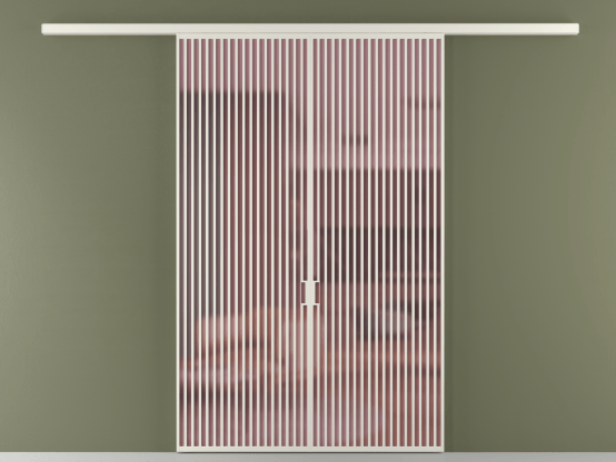 Алюминевая перегородка АЛПР 040.06_БЕЛ_САТ РОЗ_new. Цвет Алюминий Белый. Материал Алюминий. Коллекция Перегородка Formato вдоль стены 2 створки. Картинка.