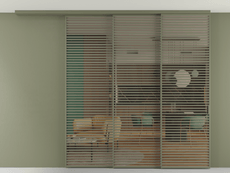 Перегородка Формато вдоль стены на потолок 3 створки с синхронным механизмом