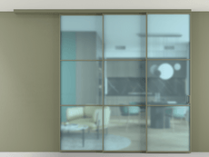 Перегородка Formato вдоль стены на потолок 3 створки с синхронным механизмом