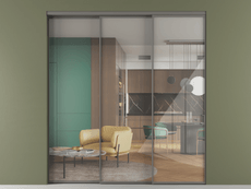 Перегородка Формато внутри проёма 3 створки с синхронным механизмом