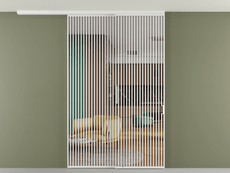 Перегородка Формато вдоль стены на потолок 2 створки с синхронным механизмом