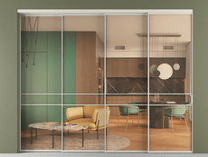 Перегородка Формато внутри проёма 4 створки с синхронным механизмом