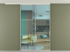 Перегородка Формато вдоль стены на потолок 2 створки с синхронным механизмом