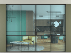 Перегородка Formato внутри проёма скрытое крепление в потолок 4 створки