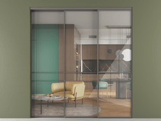 Перегородка Formato внутри проёма 3 створки с синхронным механизмом