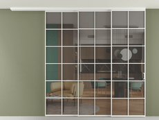 Перегородка Formato вдоль стены на потолок 3 створки с синхронным механизмом