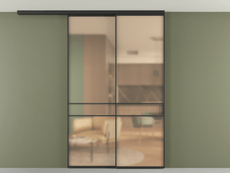 Перегородка Формато вдоль стены на потолок 2 створки с синхронным механизмом