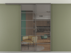 Перегородка Формато вдоль стены на потолок 2 створки с синхронным механизмом