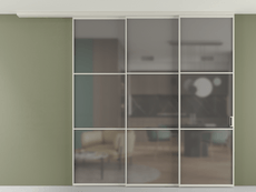 Перегородка Формато вдоль стены на потолок 3 створки с синхронным механизмом