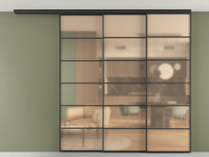 Перегородка Formato вдоль стены на потолок 3 створки с синхронным механизмом