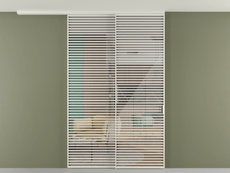 Перегородка Формато вдоль стены на потолок 2 створки с синхронным механизмом