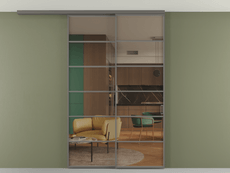 Перегородка Formato вдоль стены на потолок 2 створки с синхронным механизмом