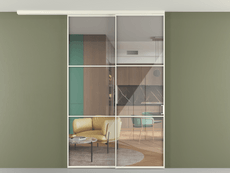 Перегородка Формато вдоль стены на потолок 2 створки с синхронным механизмом