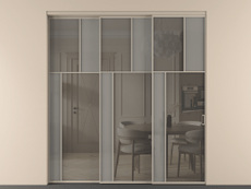 Перегородка Мозаик внутри проёма 3 створки с синхронным механизмом