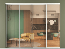 Перегородка Formato внутри проёма 4 створки с синхронным механизмом