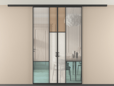 Перегородка Mosaic вдоль стены на потолок 2 створки