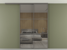 Перегородка Формато вдоль стены на потолок 2 створки с синхронным механизмом