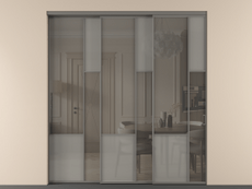 Перегородка Мозаик внутри проёма 3 створки с синхронным механизмом