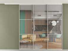 Перегородка Формато вдоль стены на потолок 3 створки с синхронным механизмом