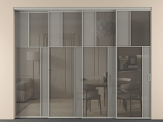 Перегородка Mosaic внутри проёма 4 створки с синхронным механизмом