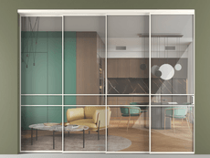 Перегородка Формато внутри проёма 4 створки с синхронным механизмом