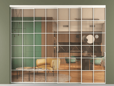 Перегородка Formato внутри проёма 4 створки с синхронным механизмом