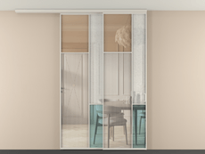 Перегородка Мозаик вдоль стены на потолок 2 створки с синхронным механизмом