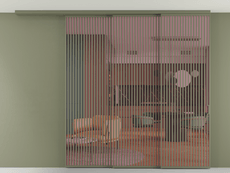 Перегородка Формато вдоль стены на потолок 3 створки с синхронным механизмом