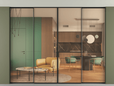 Перегородка Formato внутри проёма скрытое крепление в потолок 4 створки