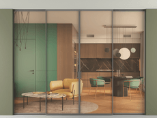 Перегородка Formato внутри проёма скрытое крепление в потолок 4 створки