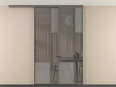 Перегородка Мозаик вдоль стены на потолок 2 створки с синхронным механизмом