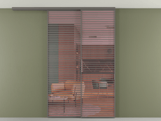 Перегородка Формато вдоль стены на потолок 2 створки с синхронным механизмом