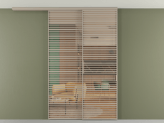 Перегородка Формато вдоль стены на потолок 2 створки с синхронным механизмом