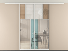 Перегородка Мозаик вдоль стены на потолок 2 створки