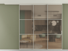 Перегородка Формато вдоль стены на потолок 3 створки с синхронным механизмом