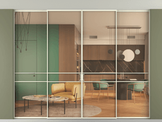 Перегородка Формато внутри проёма скрытое крепление в потолок 4 створки