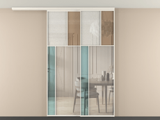 Перегородка Мозаик вдоль стены на потолок 2 створки с синхронным механизмом