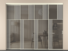 Перегородка Мозаик внутри проёма 4 створки с синхронным механизмом