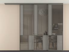 Перегородка Мозаик вдоль стены на потолок 3 створки с синхронным механизмом