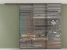 Перегородка Формато вдоль стены на потолок 3 створки с синхронным механизмом