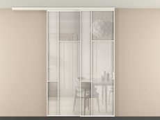 Перегородка Мозаик вдоль стены на потолок 2 створки с синхронным механизмом